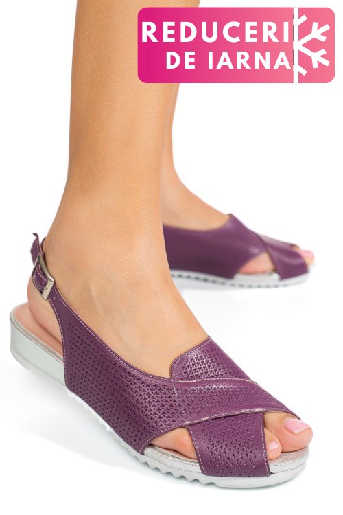 Sandale mov piele naturala 2pc13