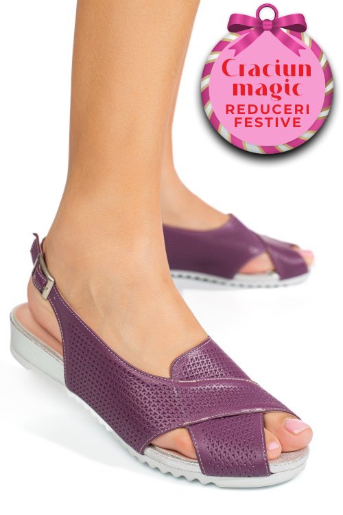 Sandale mov piele naturala 2pc13