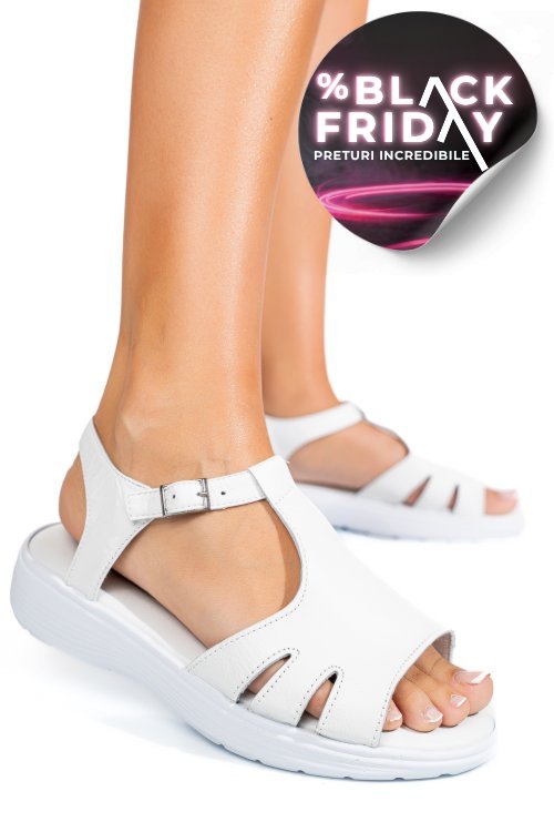 Sandale albe piele naturala 0pc11
