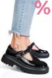 Pantofi negri piele naturala lacuita fsp002297
