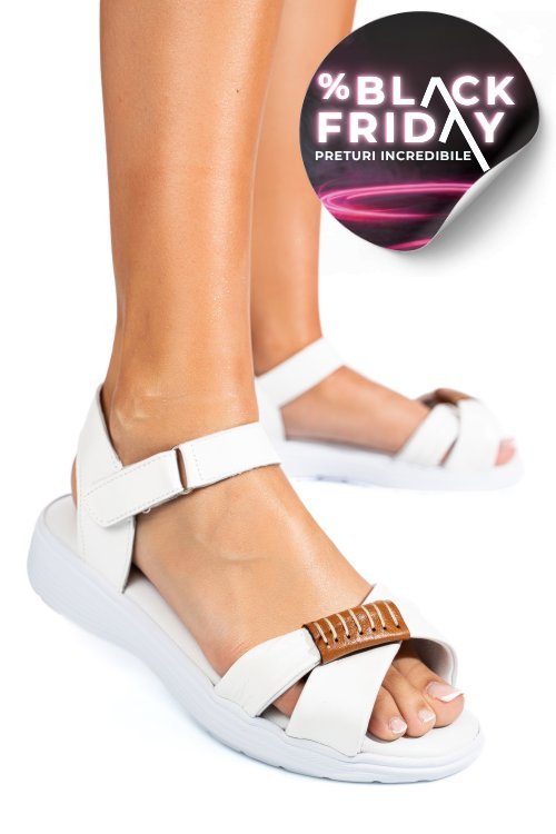 Sandale albe piele naturala 0pc12