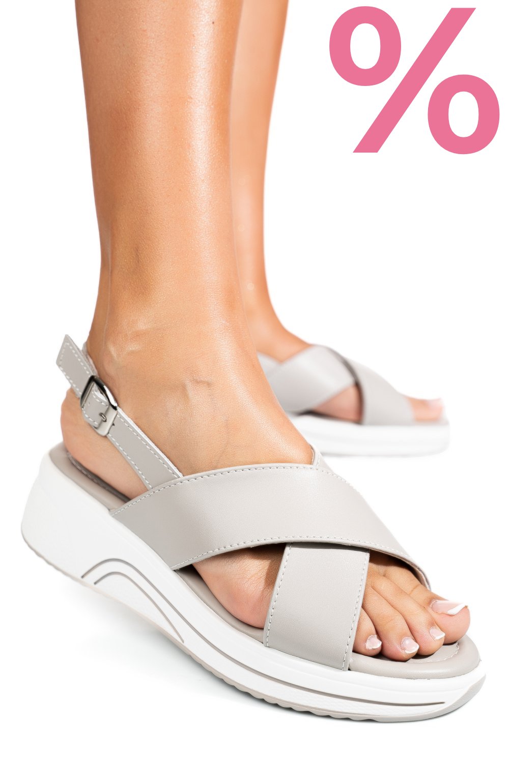 SANDALE GREY PIELE NATURALA TSP6023