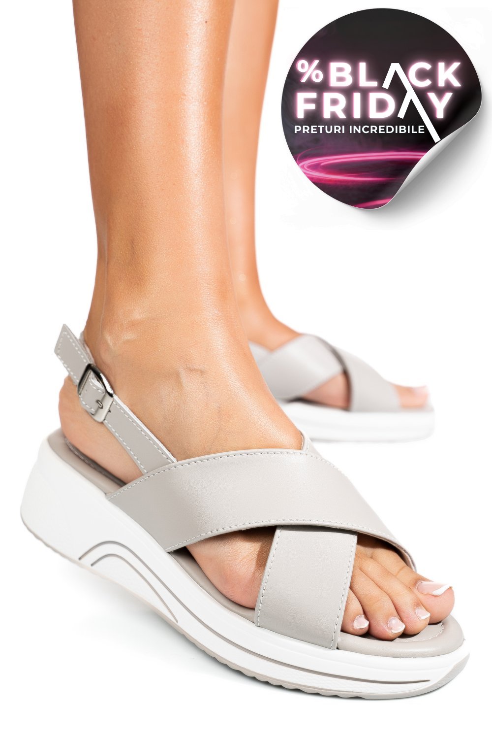 SANDALE GREY PIELE NATURALA TSP6023