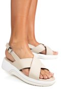 SANDALE BEIGE PIELE NATURALA TSP6023