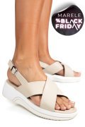 SANDALE BEIGE PIELE NATURALA TSP6023