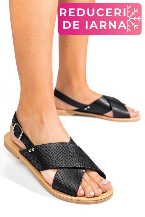 Sandale negre snk piele naturala psprocida