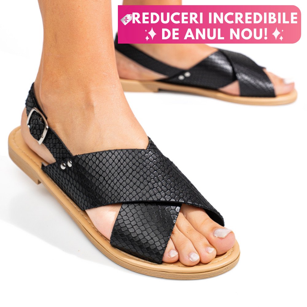 SANDALE NEGRE SNK PIELE NATURALA PSPROCIDA