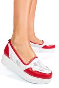 PANTOFI ALB ROSU PIELE NATURALA 2PC007