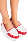 PANTOFI ALB ROSU PIELE NATURALA 2PC007