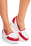 PANTOFI ALB ROSU PIELE NATURALA 2PC007