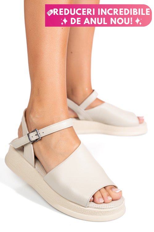 Sandale bej piele naturala 4s77671