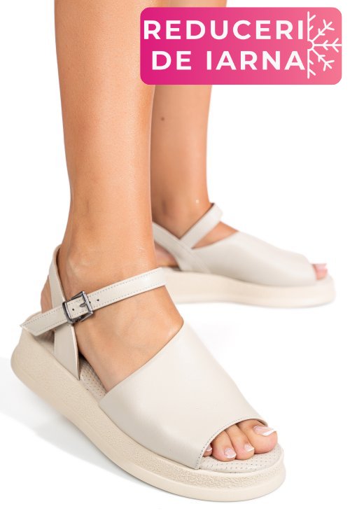 Sandale bej piele naturala 4s77671