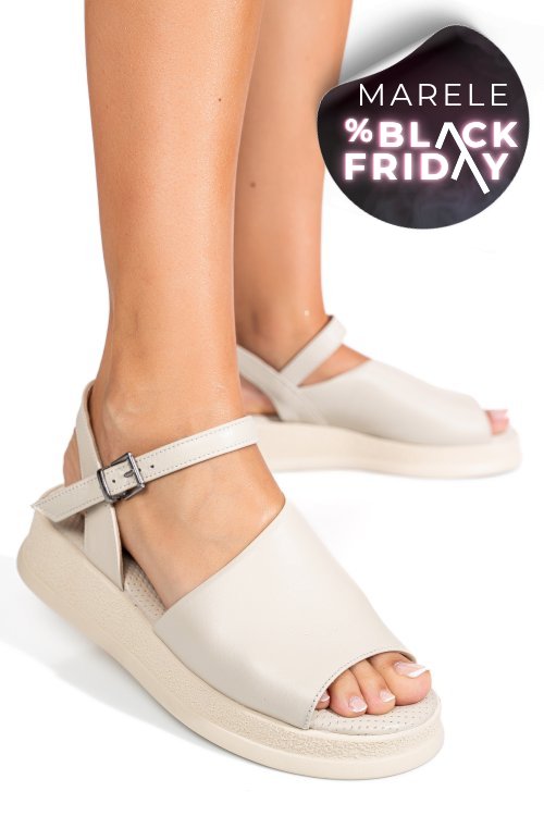Sandale bej piele naturala 4s77671