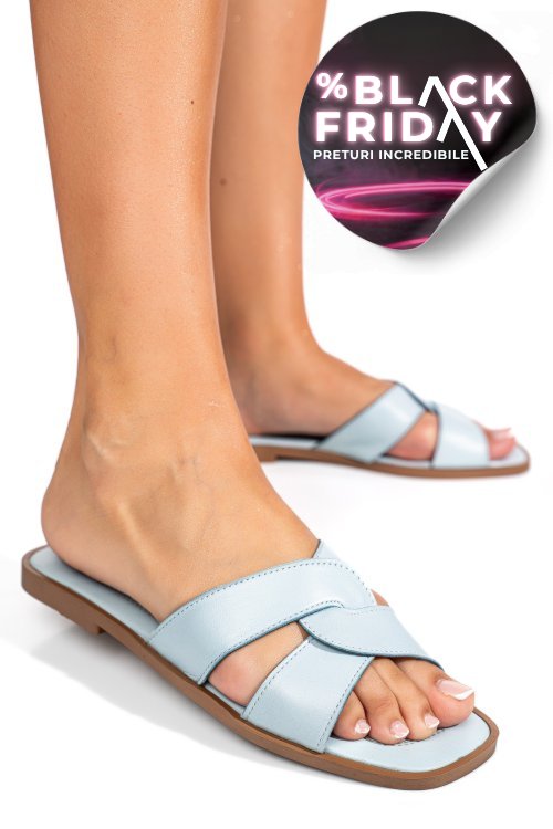 Papuci turcoaz piele naturala ks77zt006