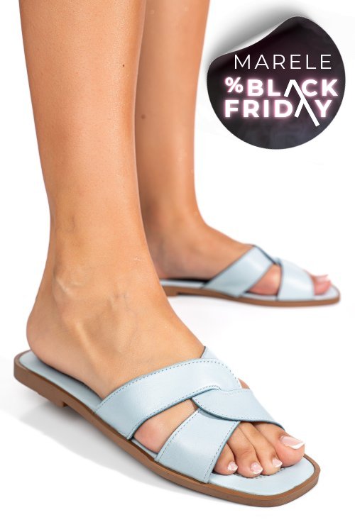 Papuci turcoaz piele naturala ks77zt006