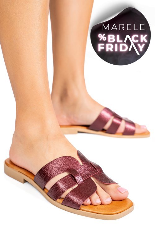 Papuci bordo piele naturala 1sp1htj