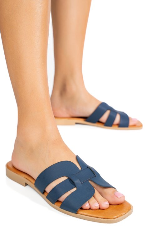 Papuci bleumarin piele naturala 1sp1htj