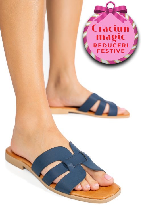 Papuci bleumarin piele naturala 1sp1htj