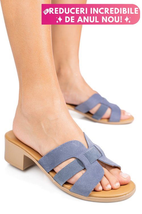 Papuci albastri pile naturala asprt-11