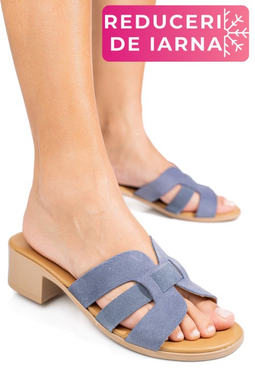 Papuci albastri pile naturala asprt-11