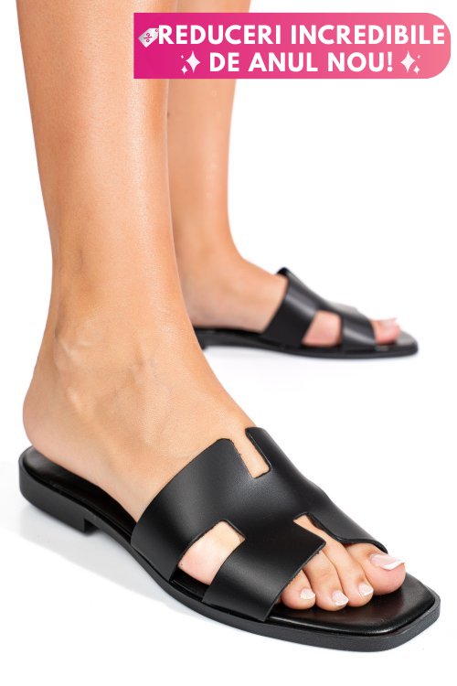 Papuci negri piele naturala hsp100tj