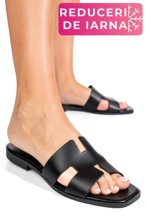 Papuci negri piele naturala hsp100tj