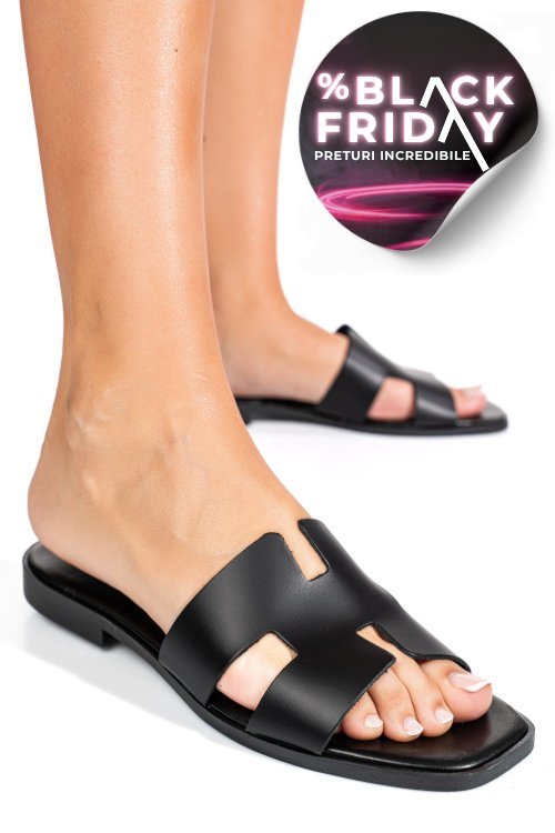 Papuci negri piele naturala hsp100tj