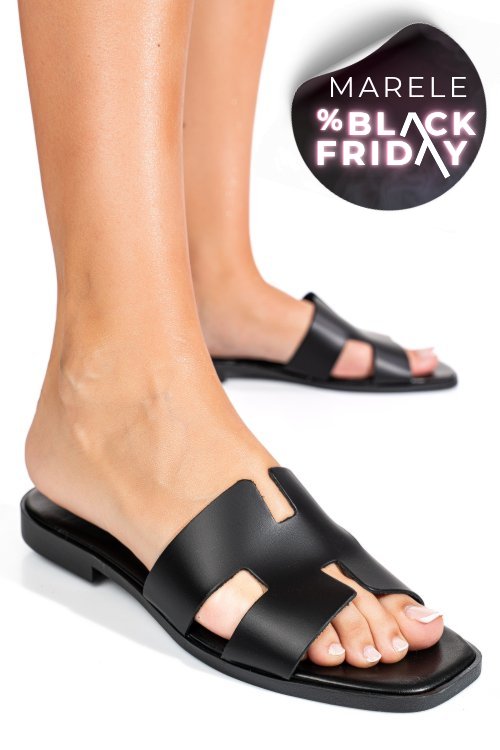 Papuci negri piele naturala hsp100tj