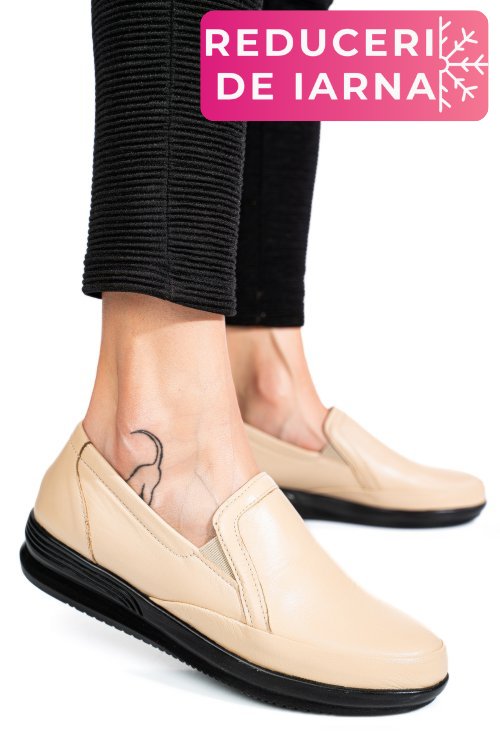 Mocasini bej piele naturala 3pc01mm