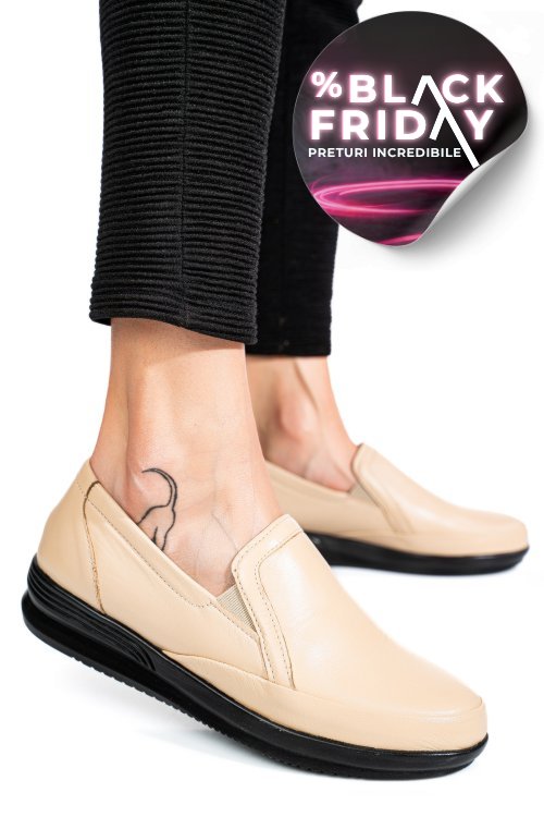 Mocasini bej piele naturala 3pc01mm