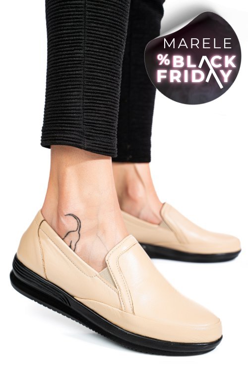 Mocasini bej piele naturala 3pc01mm