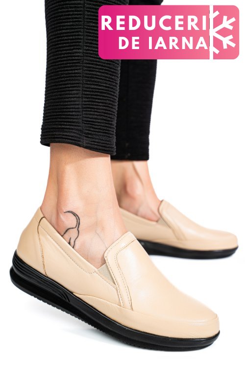 Mocasini bej piele naturala 3pc01mm