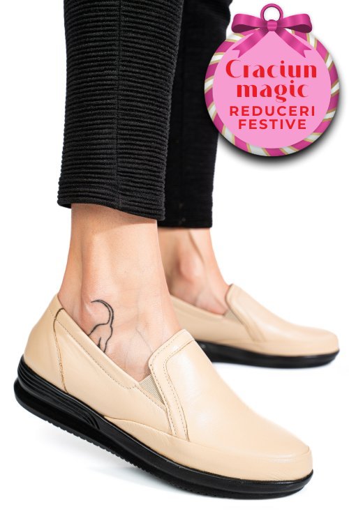 Mocasini bej piele naturala 3pc01mm