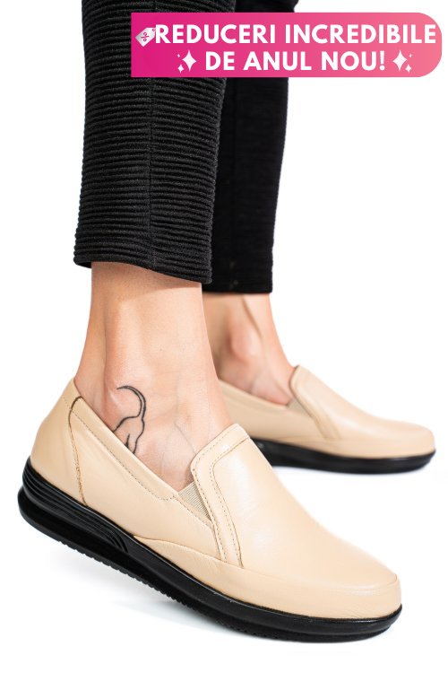 Mocasini bej piele naturala 3pc01mm