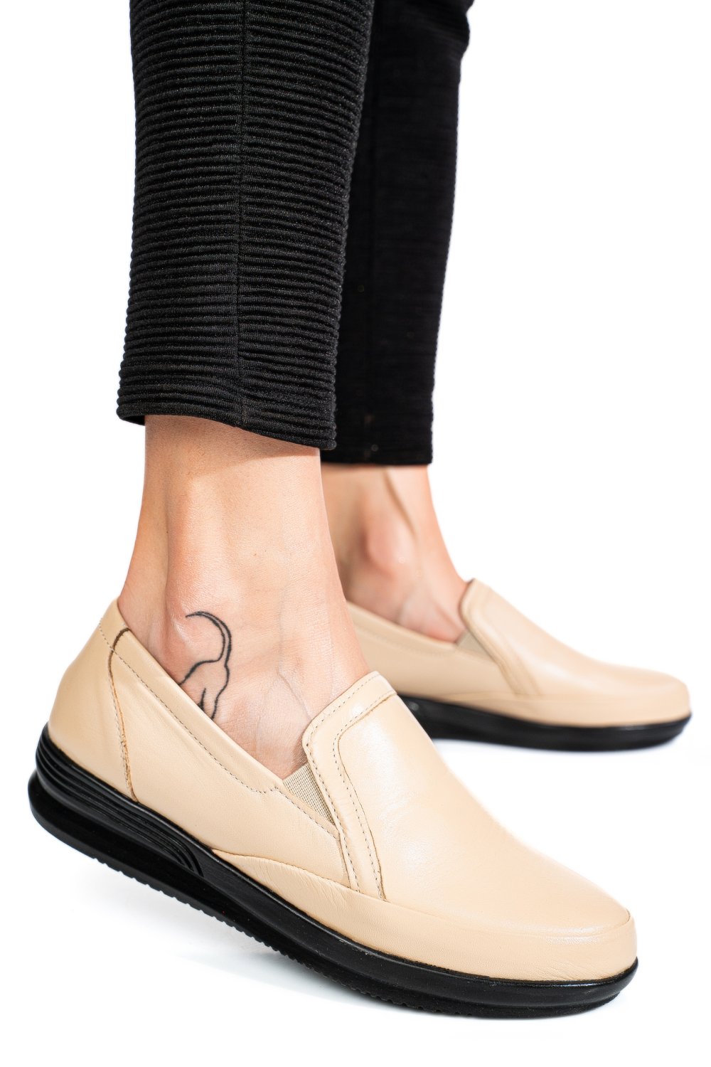 MOCASINI BEJ PIELE NATURALA 3PC01MM