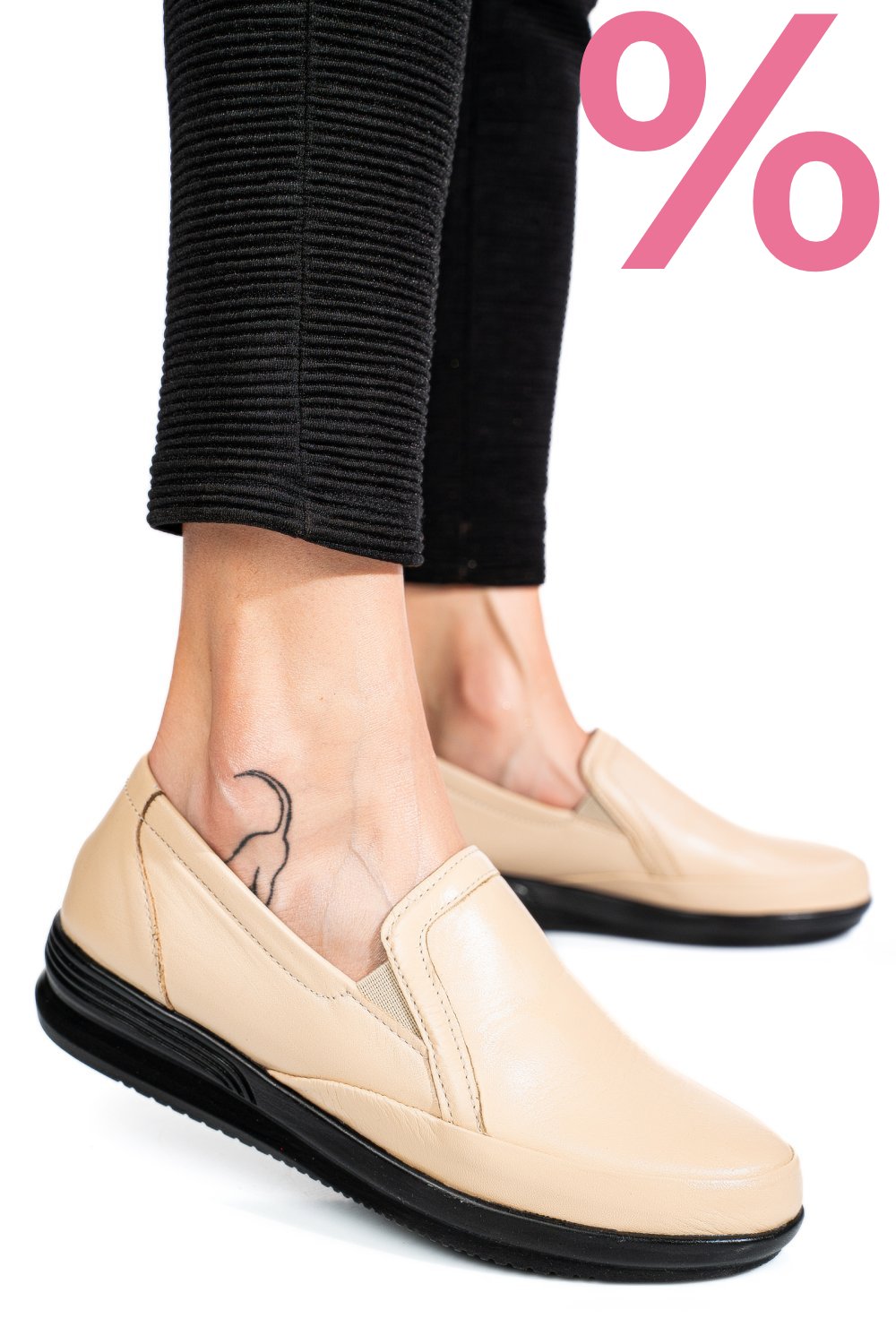 MOCASINI BEJ PIELE NATURALA 3PC01MM
