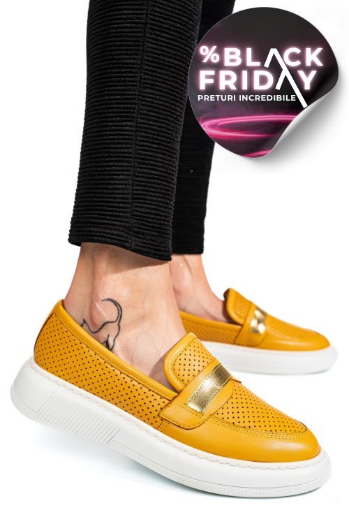 Mocasini galbeni piele naturala 2pc29
