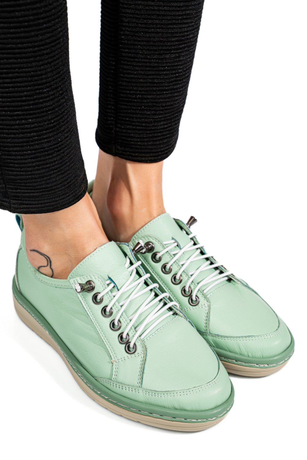 PANTOFI SPORT VERZI PIELE NATURALA 1PC342