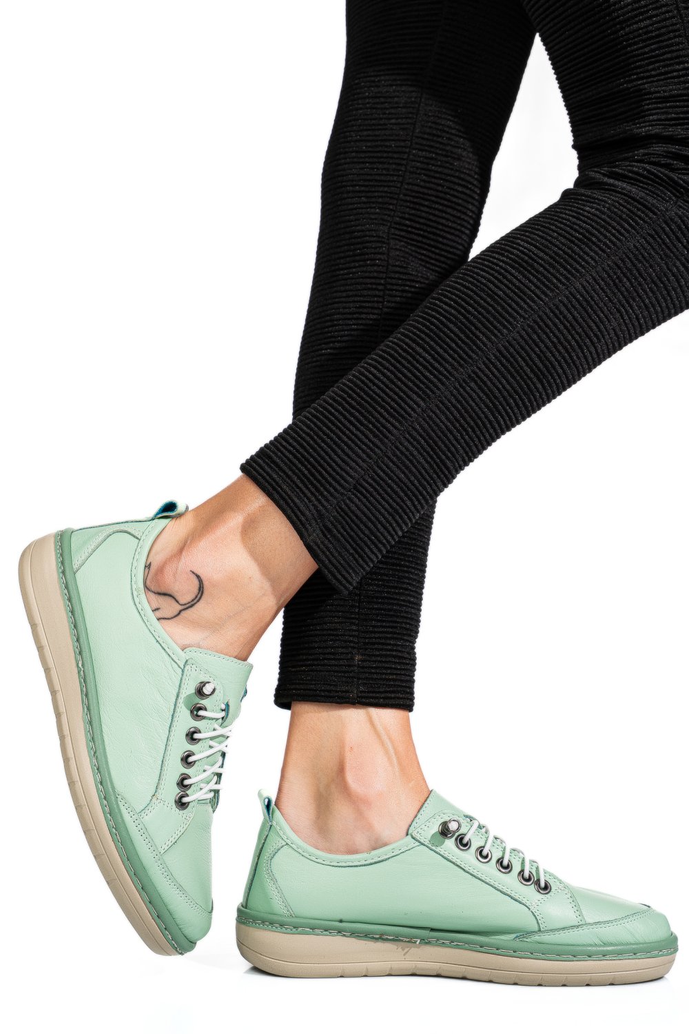 PANTOFI SPORT VERZI PIELE NATURALA 1PC342
