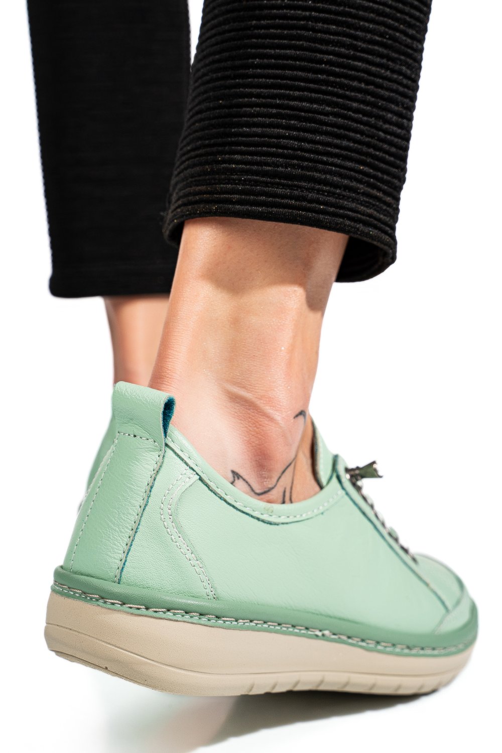 PANTOFI SPORT VERZI PIELE NATURALA 1PC342