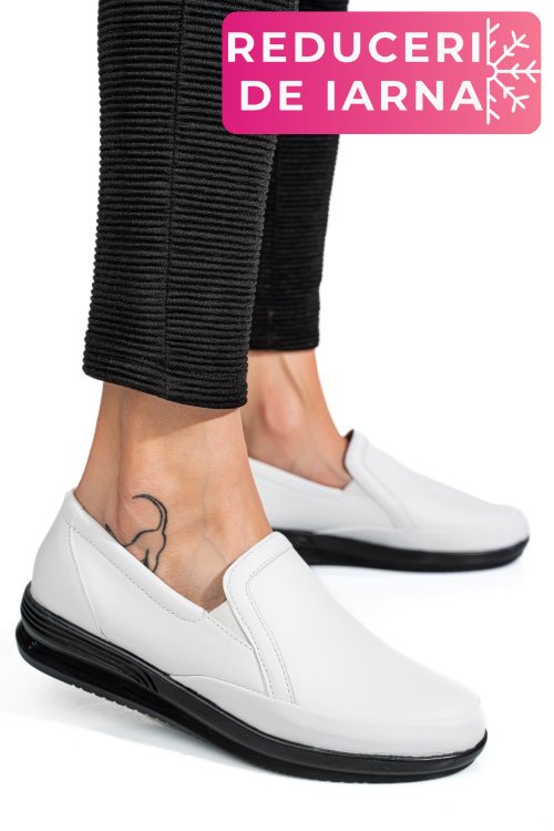 Mocasini albi piele naturala 3pc01mm