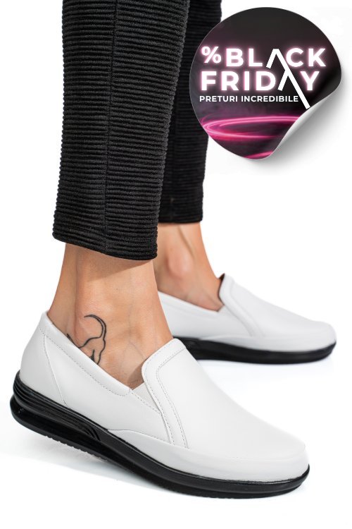 Mocasini albi piele naturala 3pc01mm