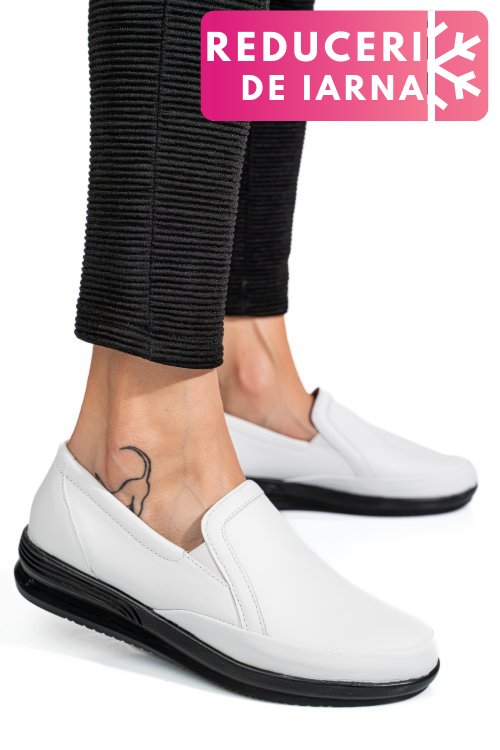 Mocasini albi piele naturala 3pc01mm