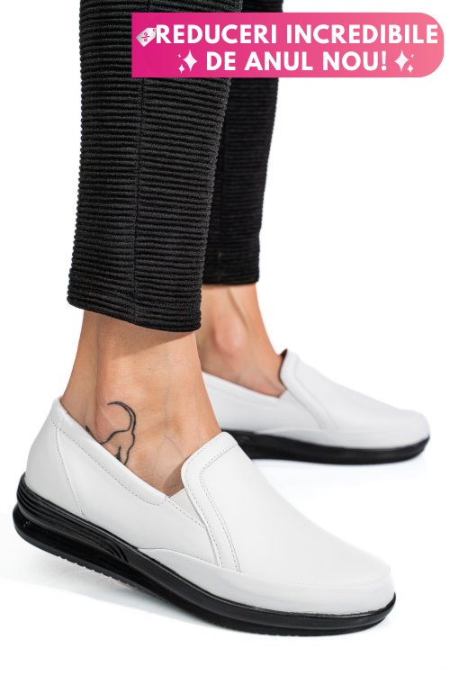 Mocasini albi piele naturala 3pc01mm