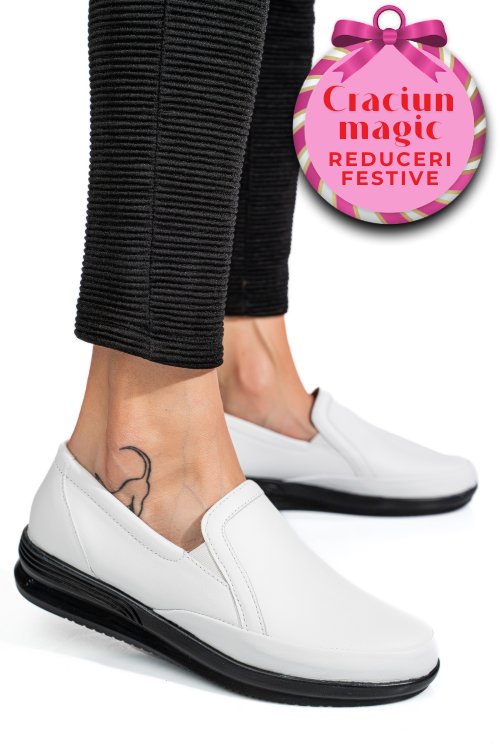 Mocasini albi piele naturala 3pc01mm