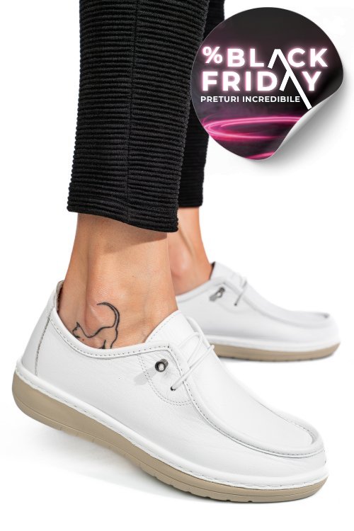 Mocasini albi piele naturala 1pc960