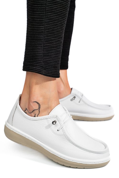 Mocasini albi piele naturala 1pc960