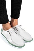 MOCASINI ALB VERDE PIELE NATURALA 1PC44
