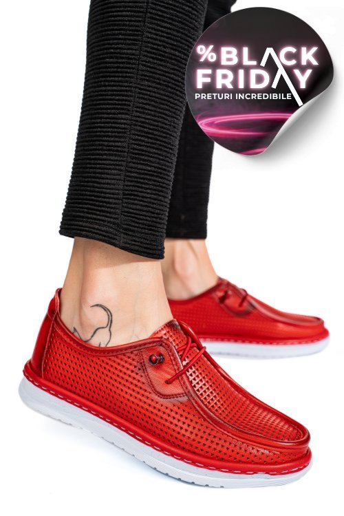 Mocasini rosii piele naturala 1pc960