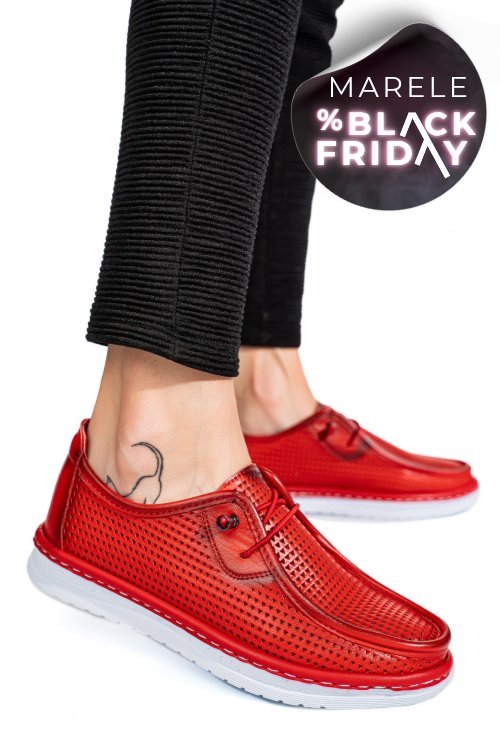 Mocasini rosii piele naturala 1pc960